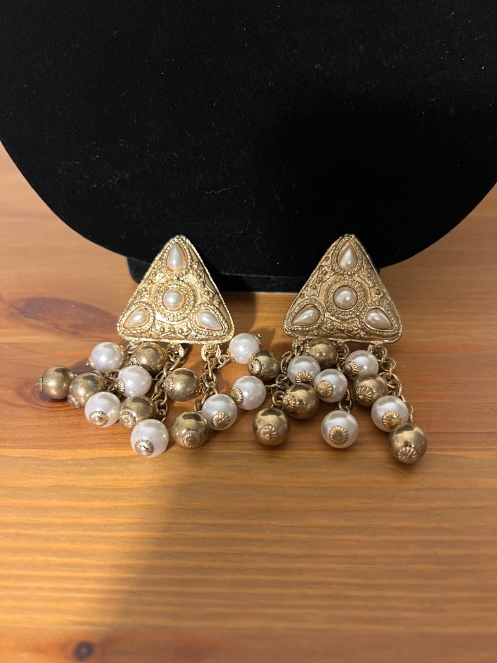 Vintage Clip On Triangle Earrings